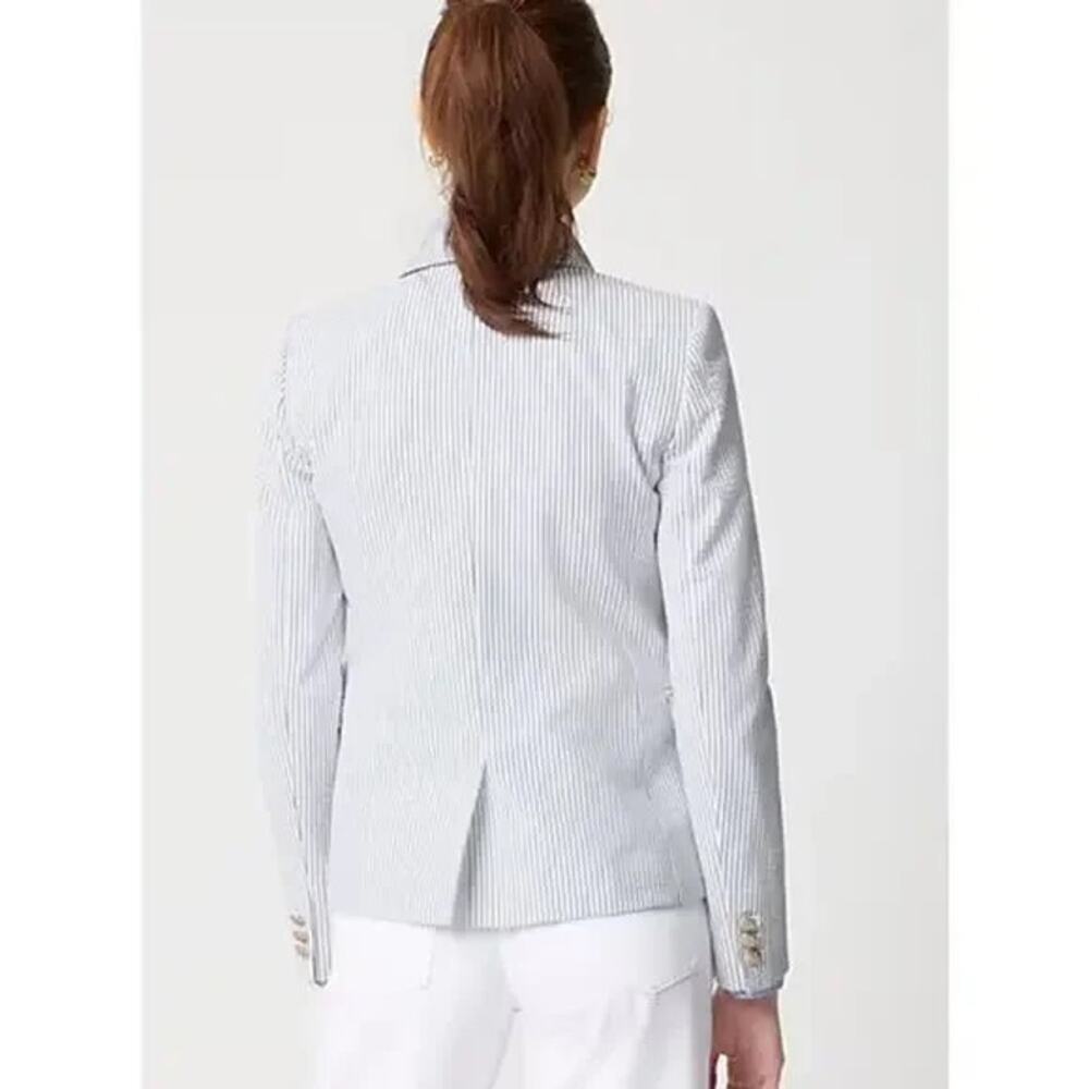 J. Crew Women's Seersucker Schoolboy Blazer Jacket Long Sleeve Size 18 NWOT - Picture 3 of 10